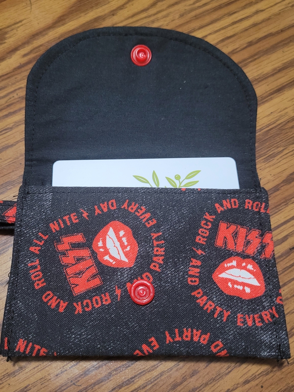 KISS Black & Red Printed Card Wallet - Compact Phone Accessory